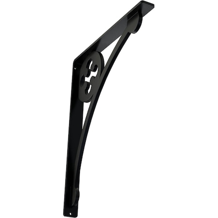 Ekena Millwork Crawley Wrought Iron Bracket, (Single center brace), Powder Coated Black 1 1/2"W x 12"D x 15"H BKTM01X12X15SCR